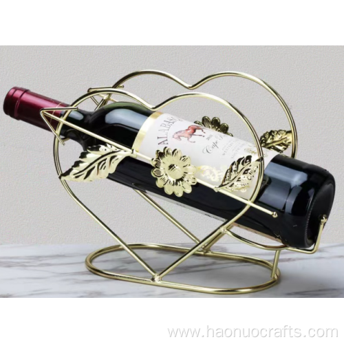 Iron art wine rack with double heart